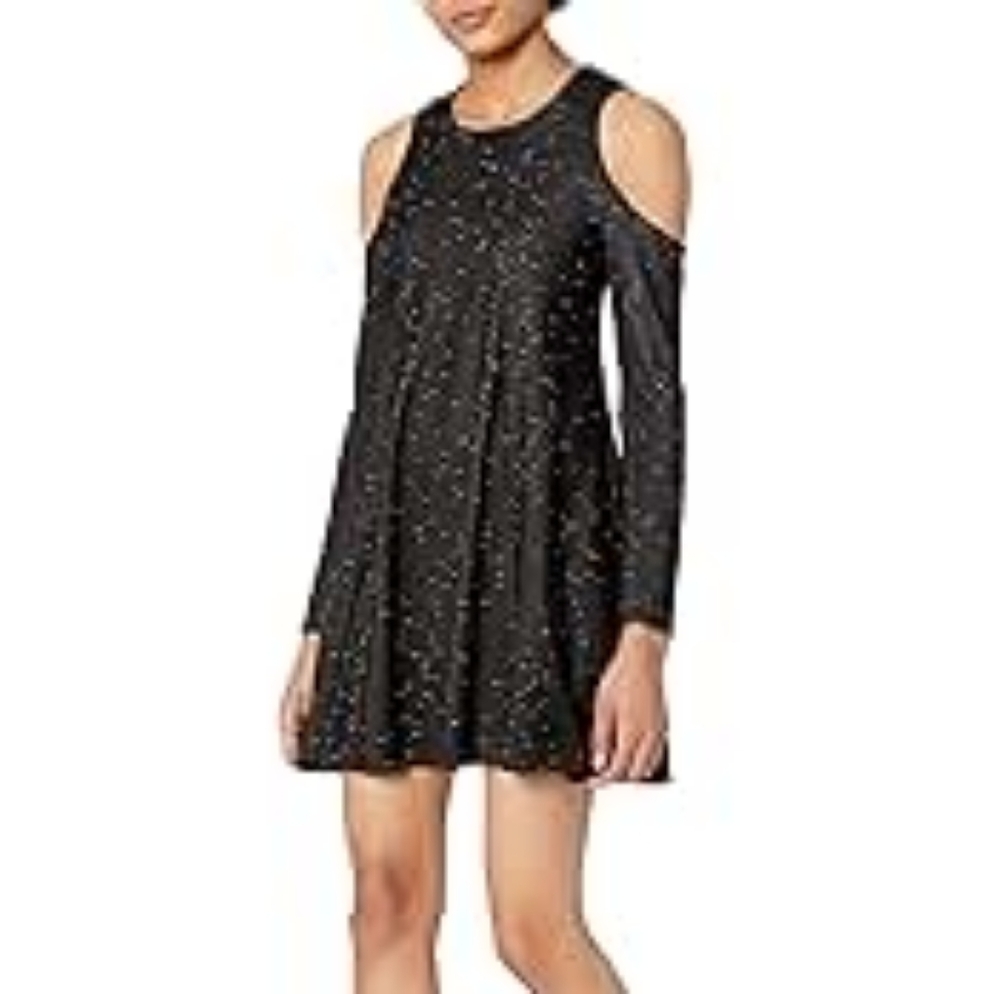 BCBGeneration | NWT Cold Shoulder Long Sleeve Dress Marled Black Combo Small